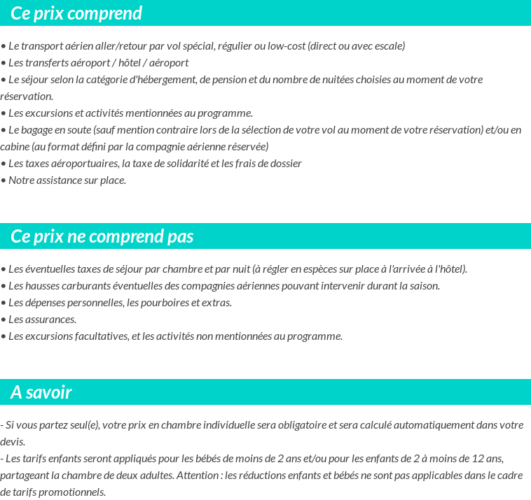 Conditions tarifaires