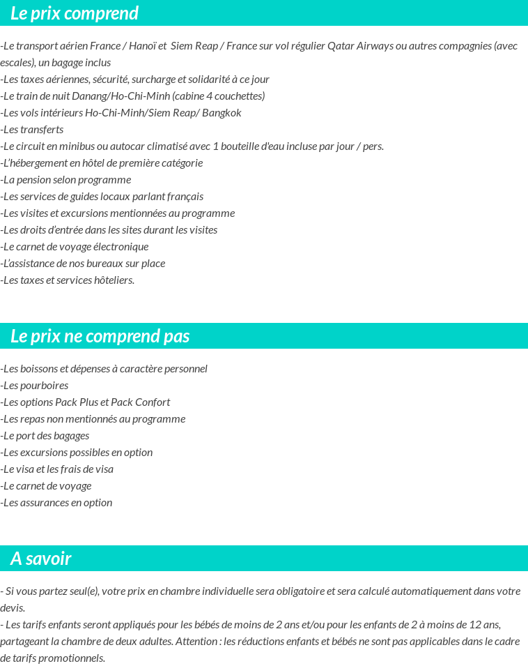 Conditions tarifaires