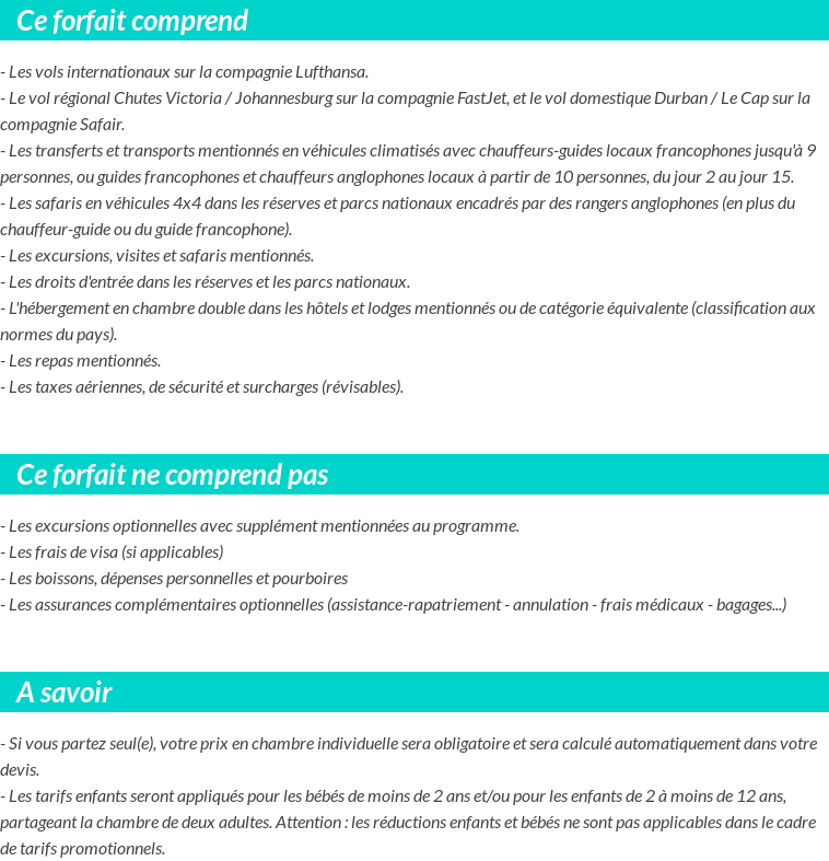 Conditions tarifaires