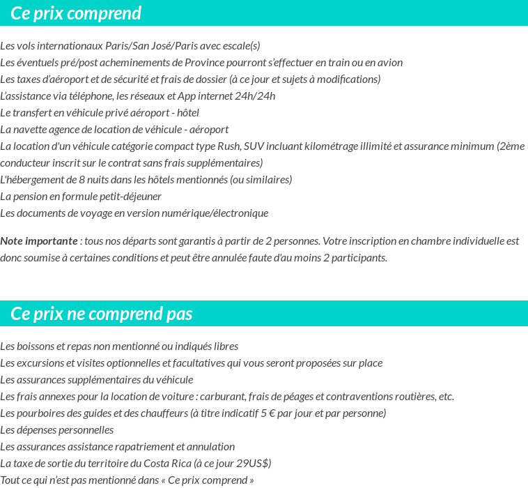 Conditions tarifaires