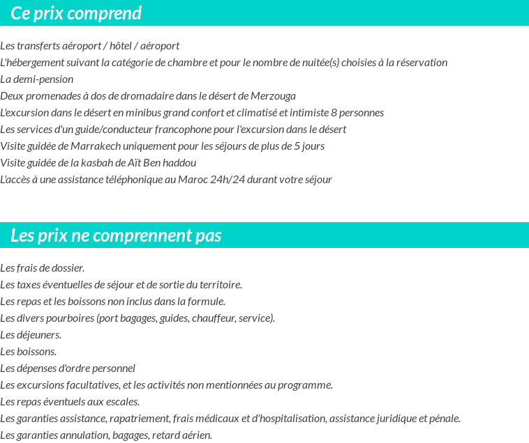 Conditions tarifaires