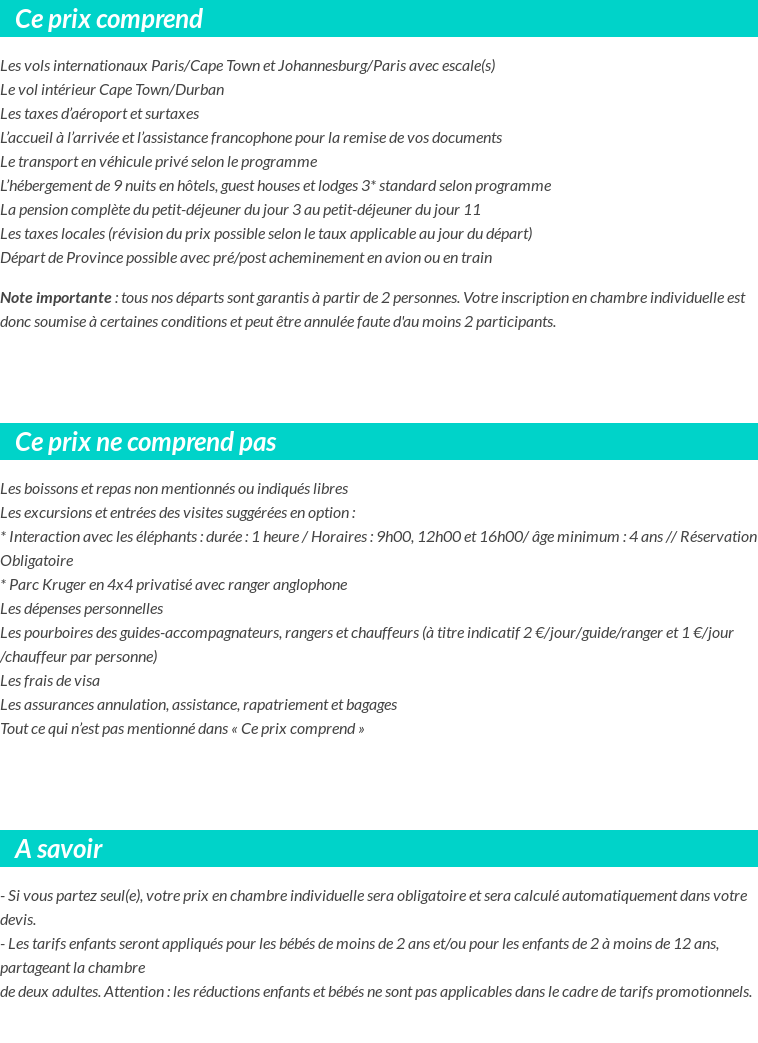 Conditions tarifaires