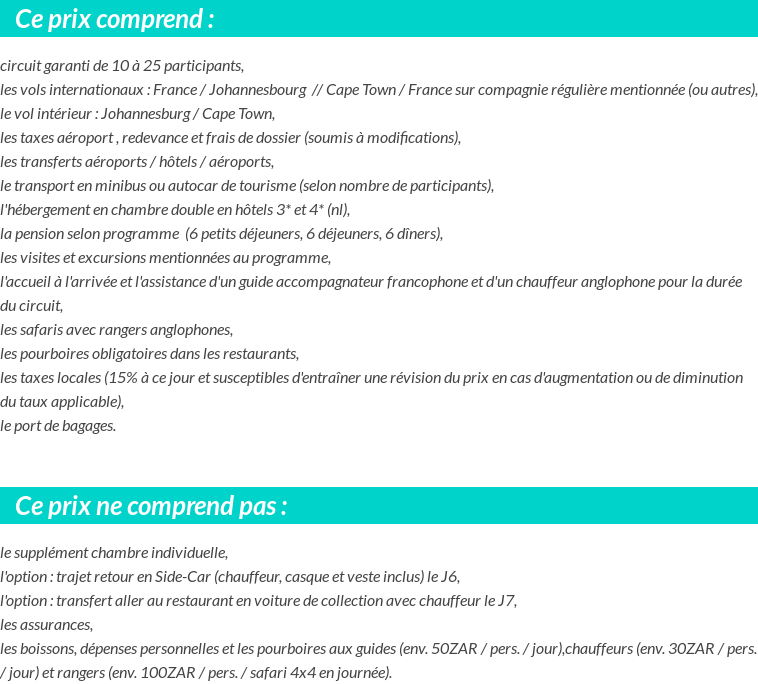 Conditions tarifaires