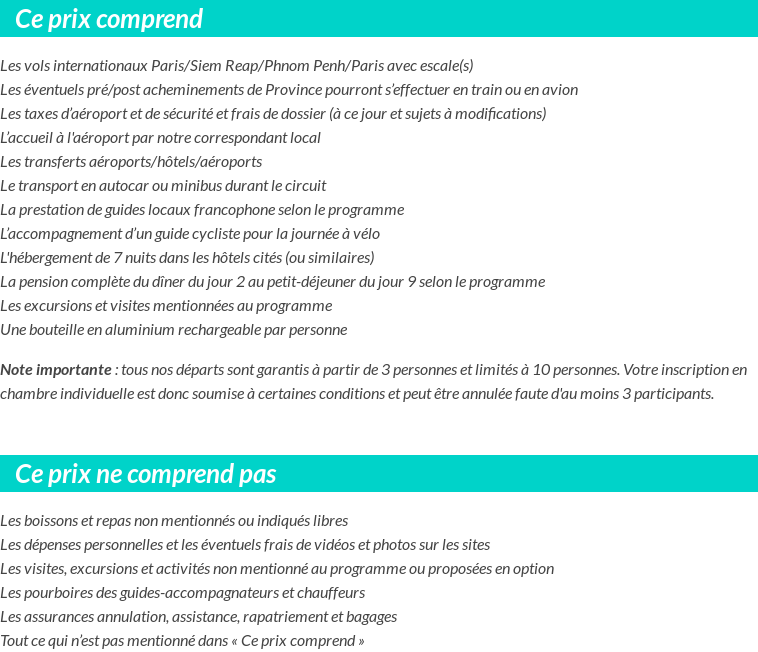 Conditions tarifaires