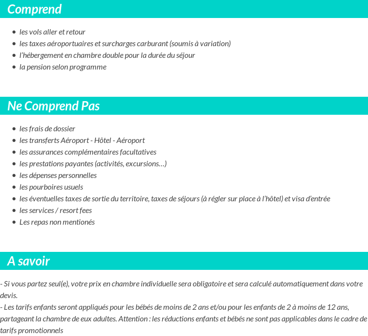 Conditions tarifaires