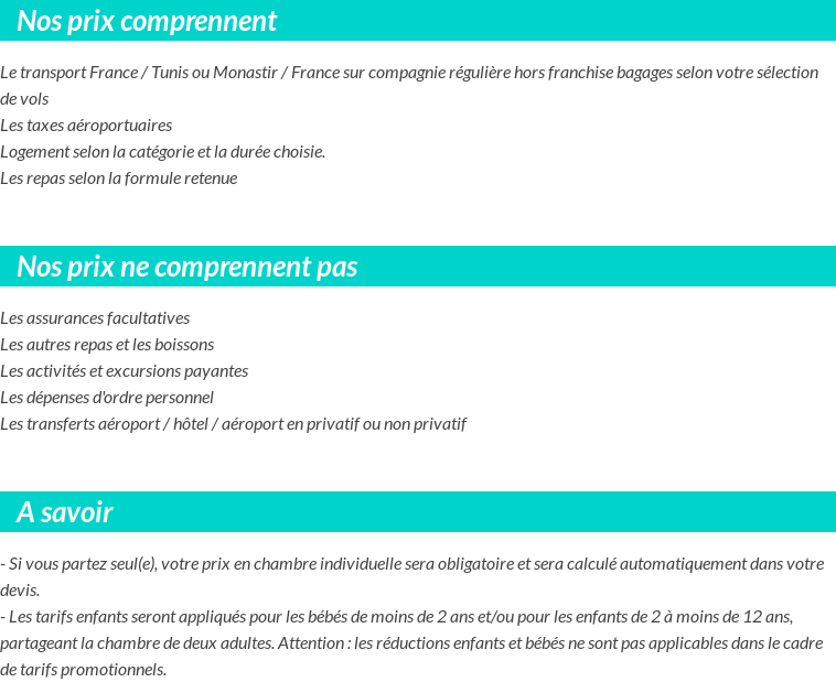 Conditions tarifaires