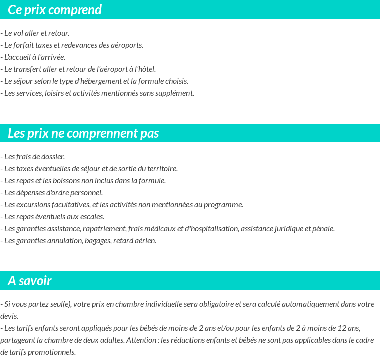 Conditions tarifaires