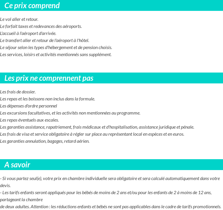 Conditions tarifaires