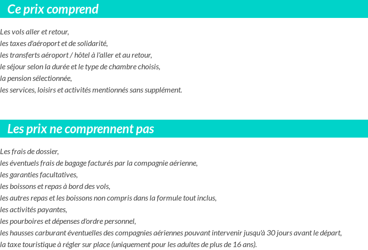 Conditions tarifaires