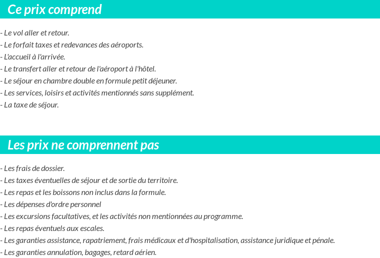 Conditions tarifaires