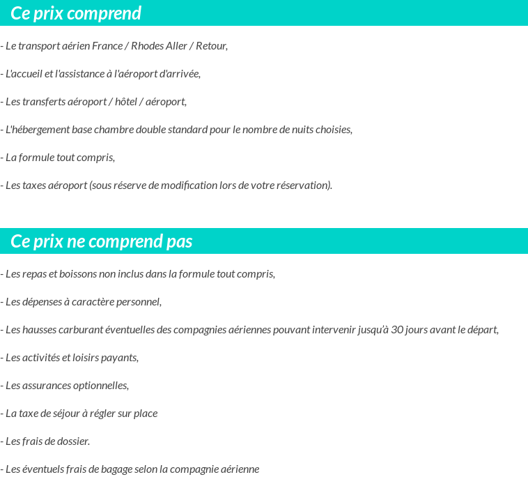 Conditions tarifaires