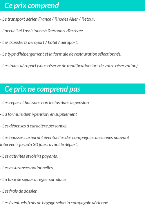 Conditions tarifaires