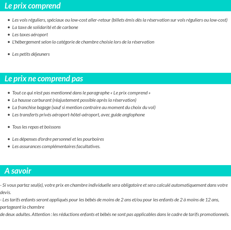 Conditions tarifaires