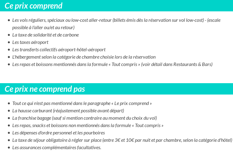 Conditions tarifaires