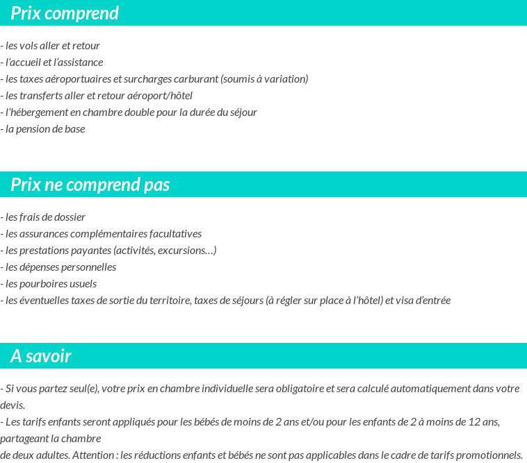 Conditions tarifaires