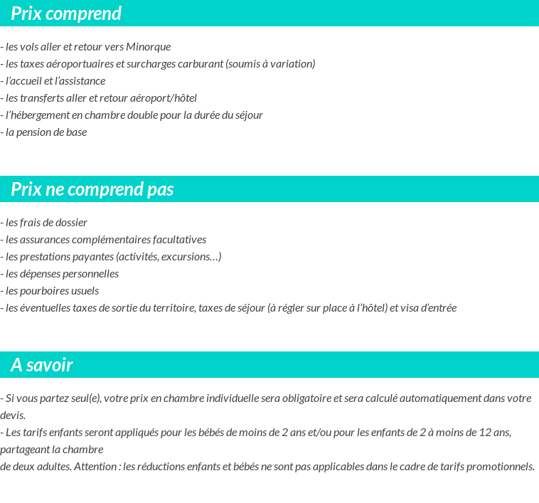 Conditions tarifaires